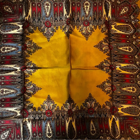 Liberty of London Yellow Brown Silk Square Scarf - Picture 5 of 6